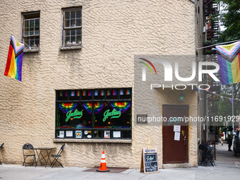 LGBTQ flags in Greenwich Village in New York City, United States of America on July 7th, 2024.  (