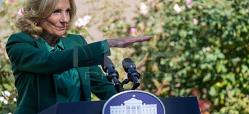 First Lady Jill Biden Speaks In The Rose Garden About An Enhanced White House Tour Experience On October 21, 2024