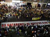 Valencia fans protest outside Mestalla stadium before the match between Valencia and UD Las Palmas in Valencia, Spain, on October 21, 2024....