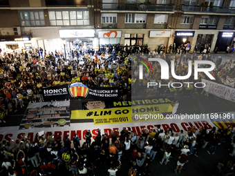 Valencia fans protest outside Mestalla stadium before the match between Valencia and UD Las Palmas in Valencia, Spain, on October 21, 2024....