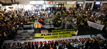 Valencian Fans Protest Before The Match