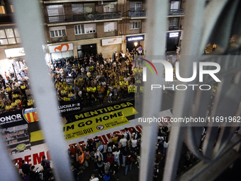 Valencia fans protest outside Mestalla stadium before the match between Valencia and UD Las Palmas in Valencia, Spain, on October 21, 2024....