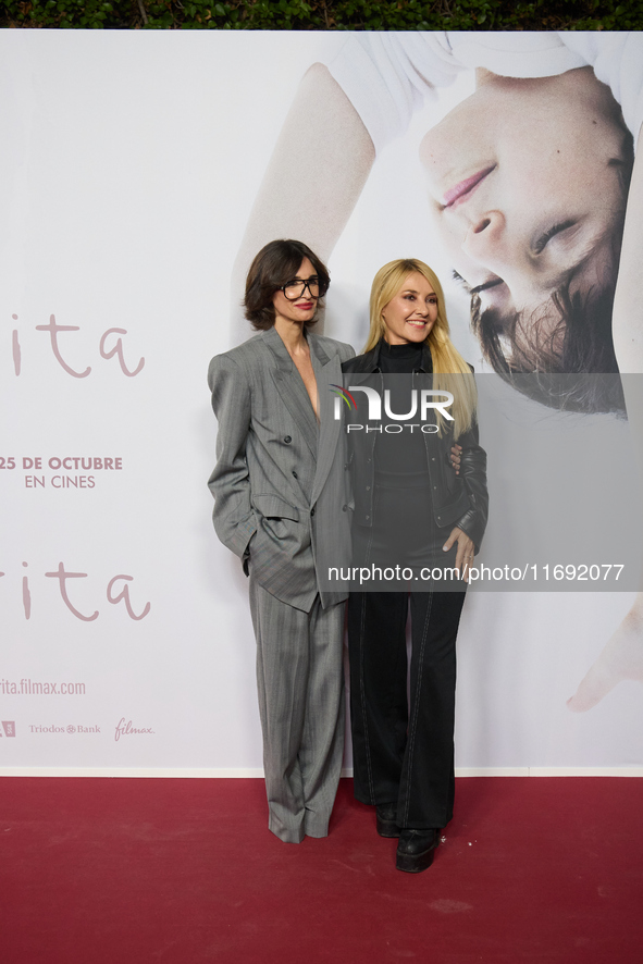 Paz Vega and Cayetena Guillen Cuervo attend the premiere of ''Rita'' in Madrid, Spain, on October 21, 2024. 