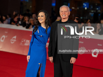 Francesca De Stefano and Santo Versace attend the "Miss Fallaci" red carpet during the 19th Rome Film Festival at Auditorium Parco Della Mus...