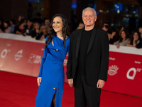 Francesca De Stefano and Santo Versace attend the "Miss Fallaci" red carpet during the 19th Rome Film Festival at Auditorium Parco Della Mus...