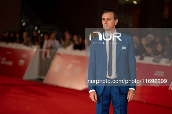 Giordano Deplano attends the ''Miss Fallaci'' red carpet during the 19th Rome Film Festival at Auditorium Parco Della Musica in Rome, Italy,...