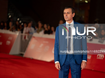 Giordano Deplano attends the ''Miss Fallaci'' red carpet during the 19th Rome Film Festival at Auditorium Parco Della Musica in Rome, Italy,...