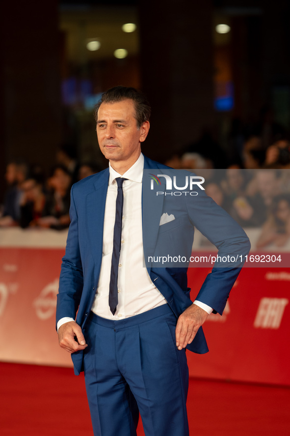 Giordano Deplano attends the ''Miss Fallaci'' red carpet during the 19th Rome Film Festival at Auditorium Parco Della Musica in Rome, Italy,...