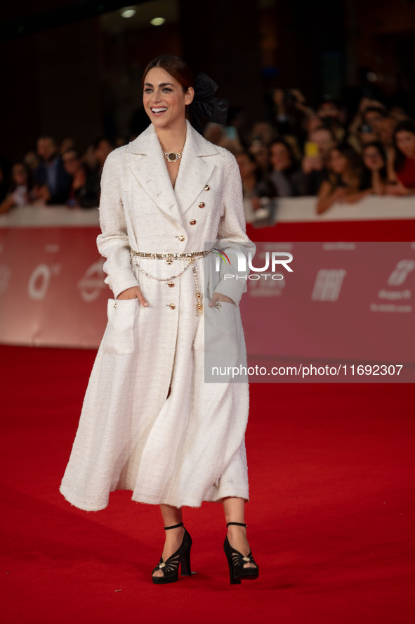 Miriam Leone attends the ''Miss Fallaci'' red carpet during the 19th Rome Film Festival at Auditorium Parco Della Musica in Rome, Italy, on...