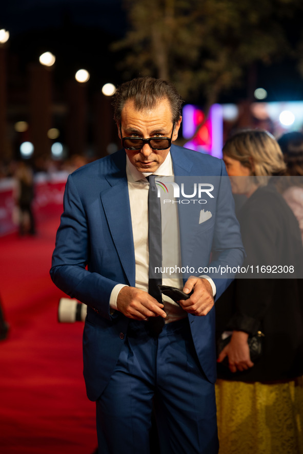 Giordano Deplano attends the ''Miss Fallaci'' red carpet during the 19th Rome Film Festival at Auditorium Parco Della Musica in Rome, Italy,...