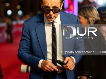 Giordano Deplano attends the ''Miss Fallaci'' red carpet during the 19th Rome Film Festival at Auditorium Parco Della Musica in Rome, Italy,...