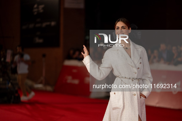 Miriam Leone attends the ''Miss Fallaci'' red carpet during the 19th Rome Film Festival at Auditorium Parco Della Musica in Rome, Italy, on...