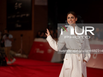 Miriam Leone attends the ''Miss Fallaci'' red carpet during the 19th Rome Film Festival at Auditorium Parco Della Musica in Rome, Italy, on...