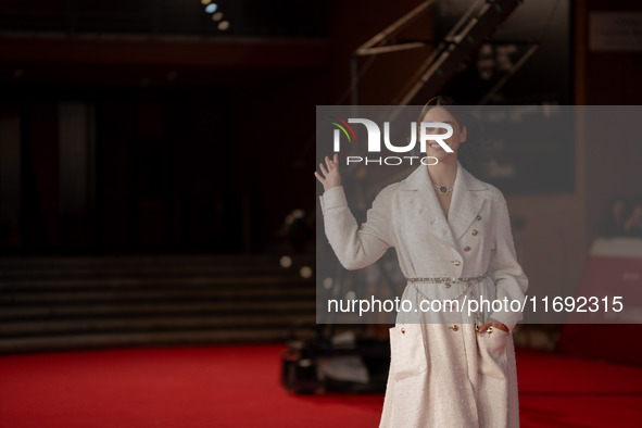 Miriam Leone attends the ''Miss Fallaci'' red carpet during the 19th Rome Film Festival at Auditorium Parco Della Musica in Rome, Italy, on...