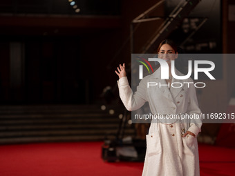 Miriam Leone attends the ''Miss Fallaci'' red carpet during the 19th Rome Film Festival at Auditorium Parco Della Musica in Rome, Italy, on...