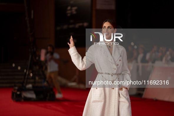 Miriam Leone attends the ''Miss Fallaci'' red carpet during the 19th Rome Film Festival at Auditorium Parco Della Musica in Rome, Italy, on...