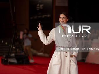 Miriam Leone attends the ''Miss Fallaci'' red carpet during the 19th Rome Film Festival at Auditorium Parco Della Musica in Rome, Italy, on...