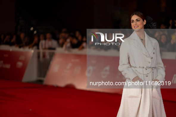 Miriam Leone attends the ''Miss Fallaci'' red carpet during the 19th Rome Film Festival at Auditorium Parco Della Musica in Rome, Italy, on...