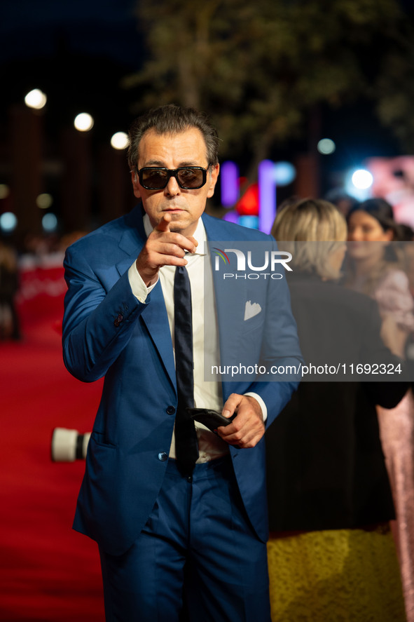 Giordano Deplano attends the ''Miss Fallaci'' red carpet during the 19th Rome Film Festival at Auditorium Parco Della Musica in Rome, Italy,...