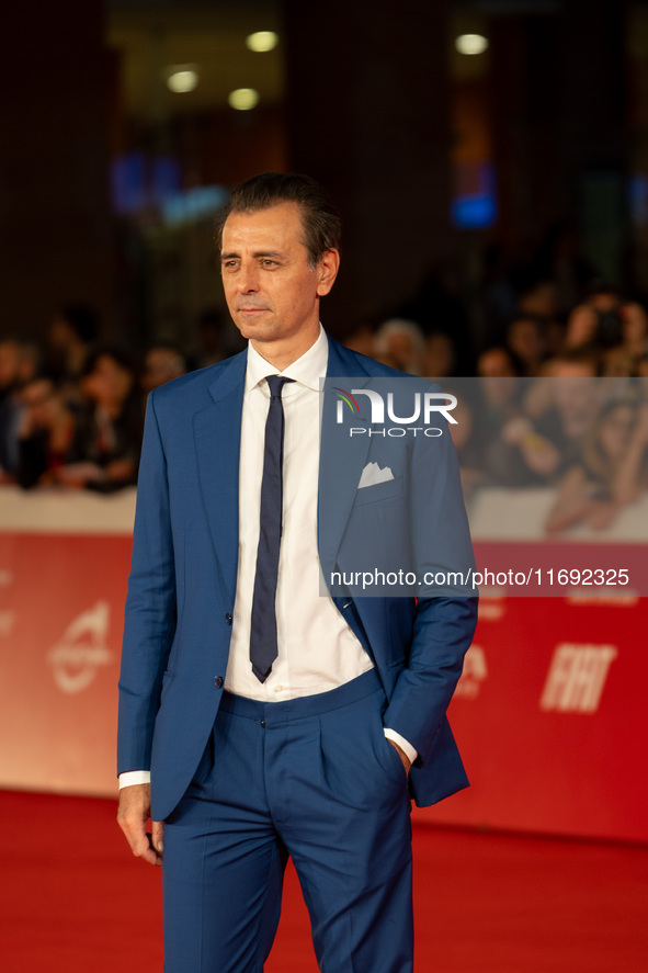 Giordano Deplano attends the ''Miss Fallaci'' red carpet during the 19th Rome Film Festival at Auditorium Parco Della Musica in Rome, Italy,...