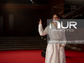 Miriam Leone attends the ''Miss Fallaci'' red carpet during the 19th Rome Film Festival at Auditorium Parco Della Musica in Rome, Italy, on...