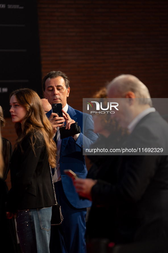 Giordano Deplano attends the ''Miss Fallaci'' red carpet during the 19th Rome Film Festival at Auditorium Parco Della Musica in Rome, Italy,...