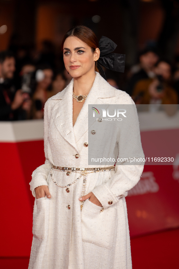 Miriam Leone attends the ''Miss Fallaci'' red carpet during the 19th Rome Film Festival at Auditorium Parco Della Musica in Rome, Italy, on...