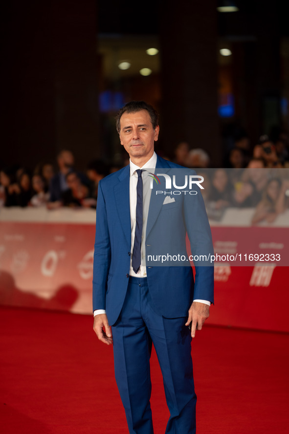 Giordano Deplano attends the ''Miss Fallaci'' red carpet during the 19th Rome Film Festival at Auditorium Parco Della Musica in Rome, Italy,...