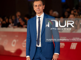 Giordano Deplano attends the ''Miss Fallaci'' red carpet during the 19th Rome Film Festival at Auditorium Parco Della Musica in Rome, Italy,...