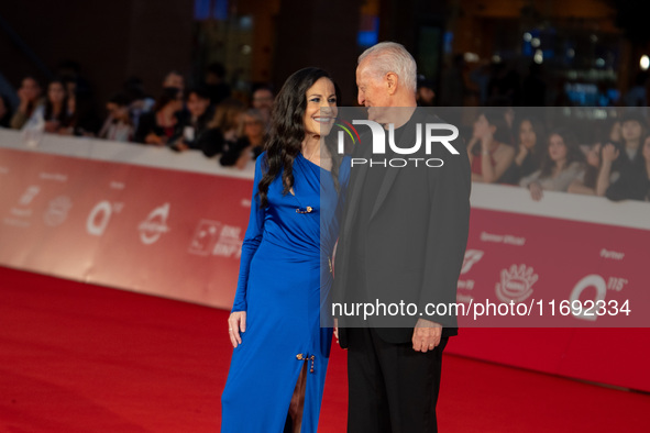 Francesca De Stefano and Santo Versace attend the ''Miss Fallaci'' red carpet during the 19th Rome Film Festival at Auditorium Parco Della M...