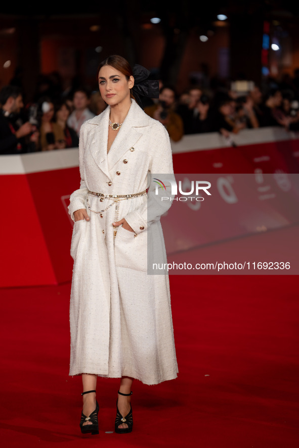 Miriam Leone attends the ''Miss Fallaci'' red carpet during the 19th Rome Film Festival at Auditorium Parco Della Musica in Rome, Italy, on...