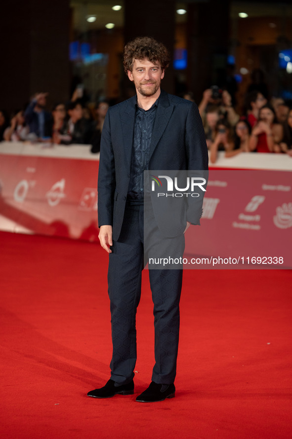 Maurizio Lastrico attends the ''Miss Fallaci'' red carpet during the 19th Rome Film Festival at Auditorium Parco Della Musica in Rome, Italy...