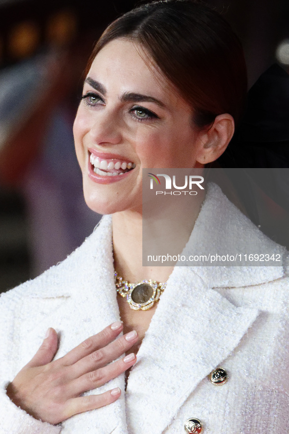 Miriam Leone attends the ''Miss Fallaci'' red carpet during the 19th Rome Film Festival at Auditorium Parco Della Musica in Rome, Italy, on...