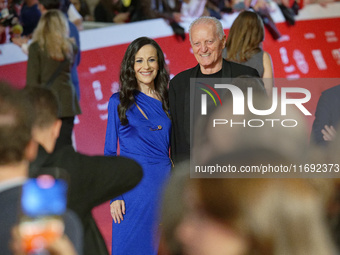 Francesca De Stefano and Santo Versace attend the ''Miss Fallaci'' red carpet during the 19th Rome Film Festival at Auditorium Parco Della M...