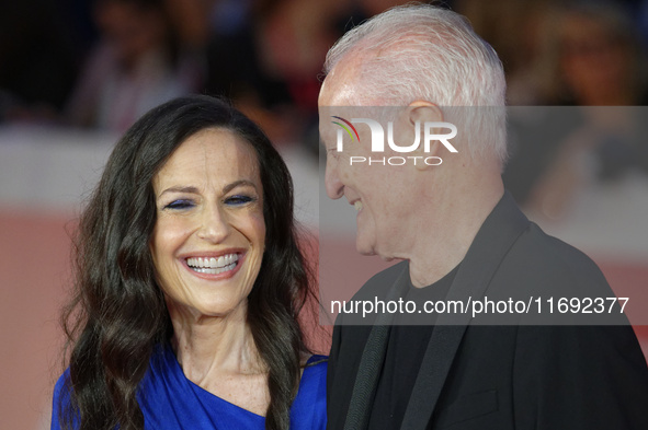 Francesca De Stefano and Santo Versace attend the ''Miss Fallaci'' red carpet during the 19th Rome Film Festival at Auditorium Parco Della M...