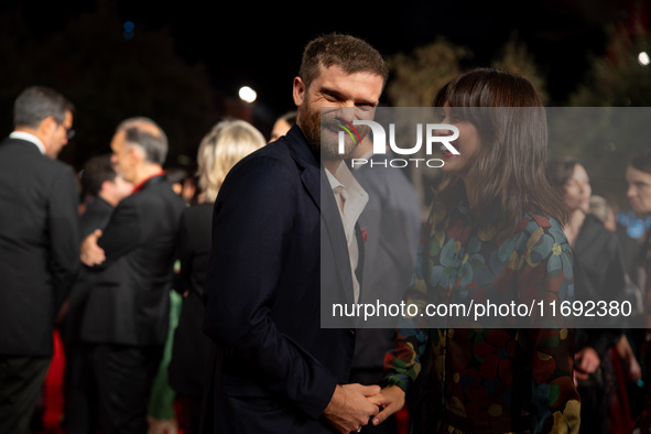 Jacopo Olmo Antinori and Ileana D'Ambra attend the Unita Awards red carpet during the 19th Rome Film Festival at Auditorium Parco Della Musi...