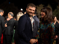 Jacopo Olmo Antinori and Ileana D'Ambra attend the Unita Awards red carpet during the 19th Rome Film Festival at Auditorium Parco Della Musi...