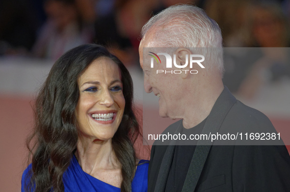 Francesca De Stefano and Santo Versace attend the ''Miss Fallaci'' red carpet during the 19th Rome Film Festival at Auditorium Parco Della M...