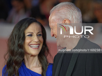 Francesca De Stefano and Santo Versace attend the ''Miss Fallaci'' red carpet during the 19th Rome Film Festival at Auditorium Parco Della M...