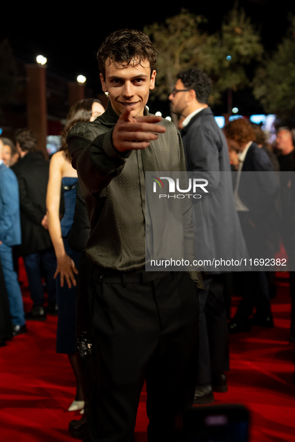 Francesco Gheghi attends the Unita Awards red carpet during the 19th Rome Film Festival at Auditorium Parco Della Musica in Rome, Italy, on...