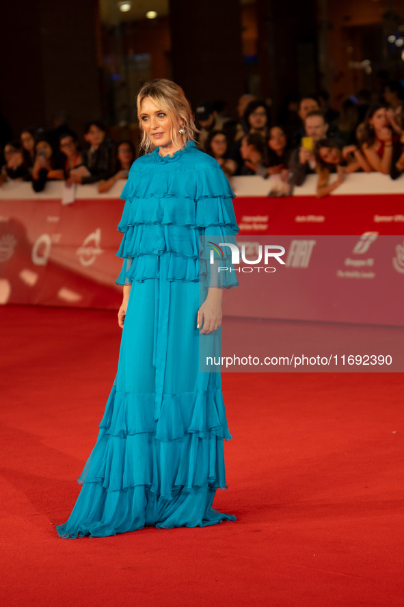 Carolina Crescentini attends the Unita Awards red carpet during the 19th Rome Film Festival at Auditorium Parco Della Musica in Rome, Italy,...