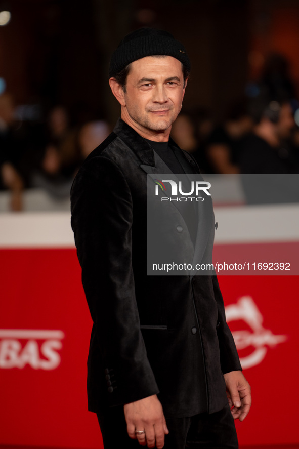 Vinicio Marchioni attends the Unita Awards red carpet during the 19th Rome Film Festival at Auditorium Parco Della Musica in Rome, Italy, on...