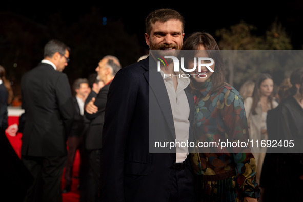 Jacopo Olmo Antinori and Ileana D'Ambra attend the Unita Awards red carpet during the 19th Rome Film Festival at Auditorium Parco Della Musi...