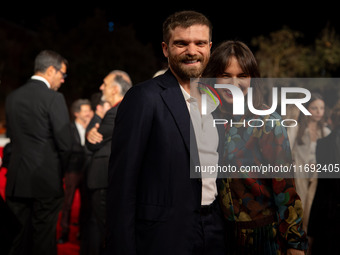 Jacopo Olmo Antinori and Ileana D'Ambra attend the Unita Awards red carpet during the 19th Rome Film Festival at Auditorium Parco Della Musi...