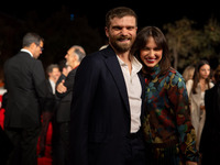 Jacopo Olmo Antinori and Ileana D'Ambra attend the Unita Awards red carpet during the 19th Rome Film Festival at Auditorium Parco Della Musi...