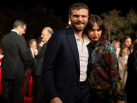 Jacopo Olmo Antinori and Ileana D'Ambra attend the Unita Awards red carpet during the 19th Rome Film Festival at Auditorium Parco Della Musi...