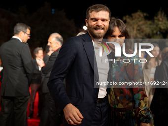 Jacopo Olmo Antinori and Ileana D'Ambra attend the Unita Awards red carpet during the 19th Rome Film Festival at Auditorium Parco Della Musi...