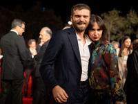 Jacopo Olmo Antinori and Ileana D'Ambra attend the Unita Awards red carpet during the 19th Rome Film Festival at Auditorium Parco Della Musi...