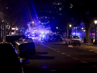 Several Valencia CF ultras confront the police by throwing objects and burning rubbish containers after losing against UD Las Palmas in a La...