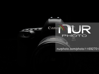 A still life in a studio features a Canon 5D Mark IV reflex camera in San Ferdinando di Puglia, Italy, on February 6, 2020. (